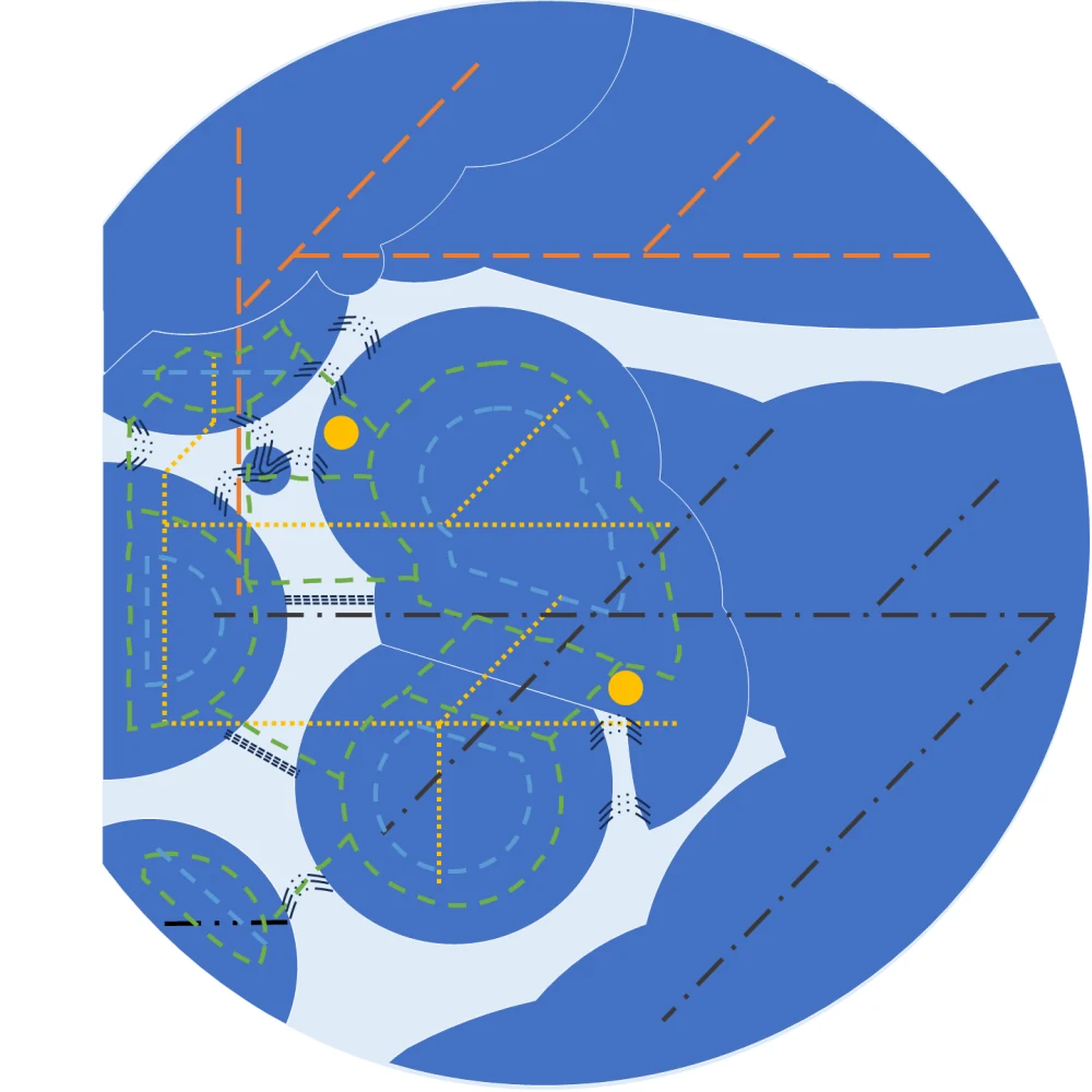 Stylized map of New York with every MTA service drawn as its own line pattern over the boroughs